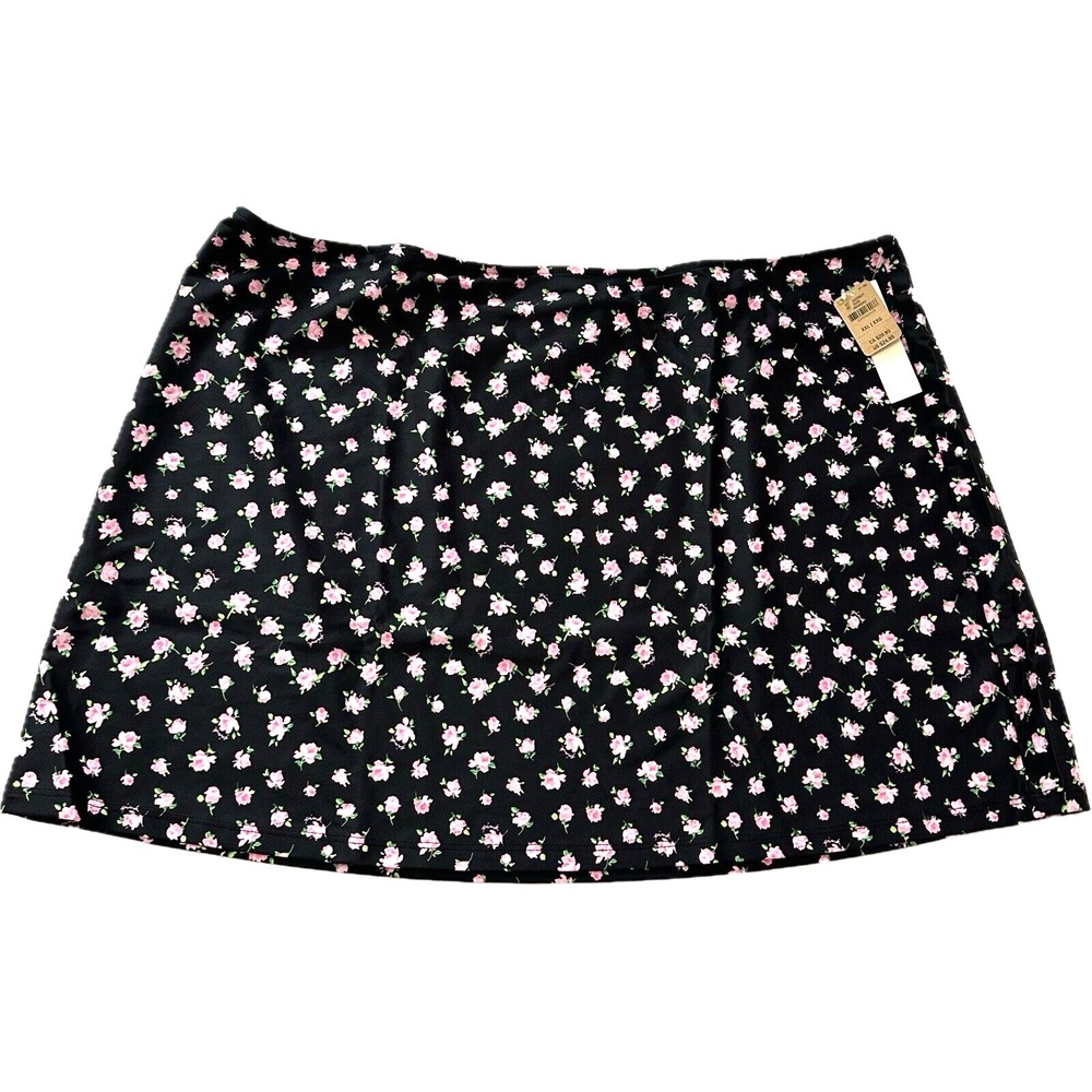 Victoria's Secret Swim Cover-Up Mini Skirt Women's XXL Black Pink Floral